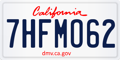 CA license plate 7HFMO62