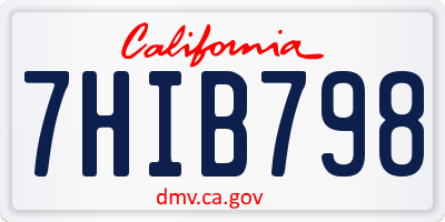 CA license plate 7HIB798