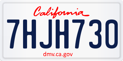 CA license plate 7HJH730