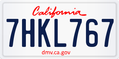 CA license plate 7HKL767