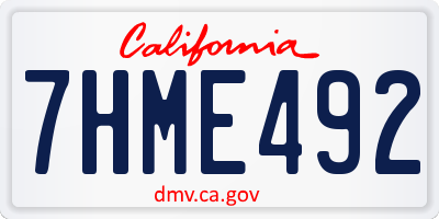 CA license plate 7HME492