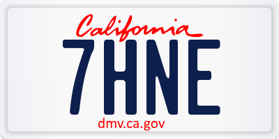 CA license plate 7HNE