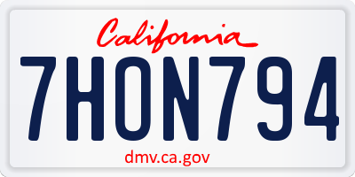 CA license plate 7HON794