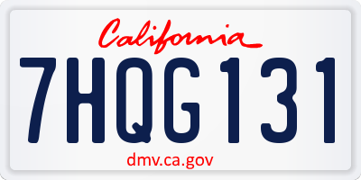 CA license plate 7HQG131