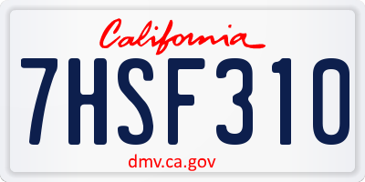 CA license plate 7HSF310
