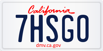 CA license plate 7HSGO