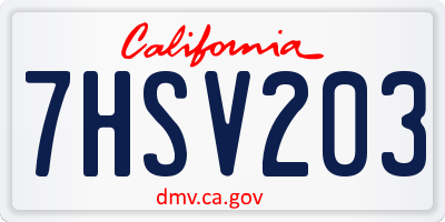 CA license plate 7HSV203