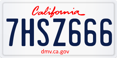 CA license plate 7HSZ666