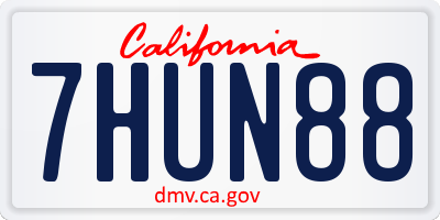 CA license plate 7HUN88