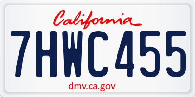 CA license plate 7HWC455