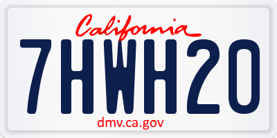 CA license plate 7HWH20