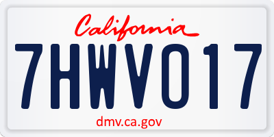 CA license plate 7HWVO17