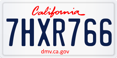 CA license plate 7HXR766