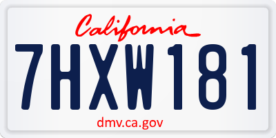 CA license plate 7HXW181