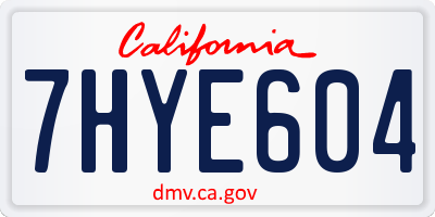CA license plate 7HYE604