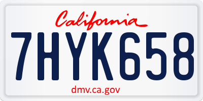 CA license plate 7HYK658