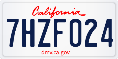 CA license plate 7HZF024