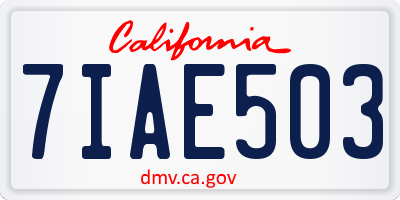 CA license plate 7IAE503