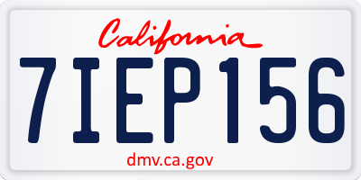 CA license plate 7IEP156
