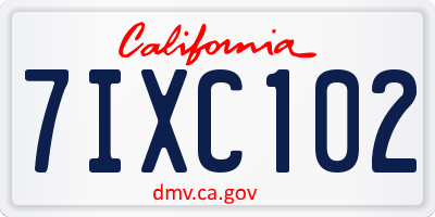 CA license plate 7IXC102
