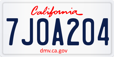 CA license plate 7J0A204