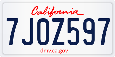 CA license plate 7J0Z597