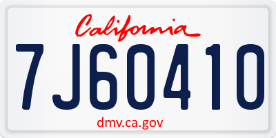 CA license plate 7J60410