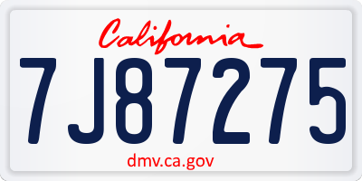 CA license plate 7J87275