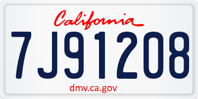 CA license plate 7J91208