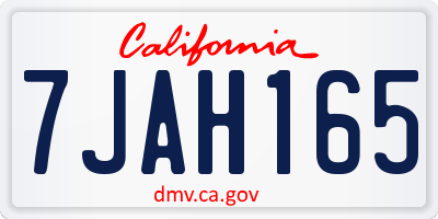 CA license plate 7JAH165