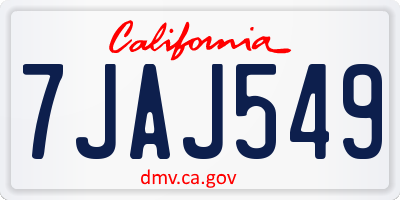 CA license plate 7JAJ549