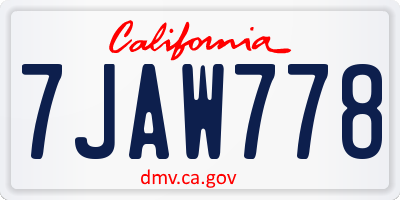 CA license plate 7JAW778
