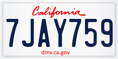 CA license plate 7JAY759