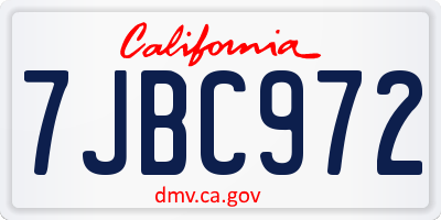 CA license plate 7JBC972
