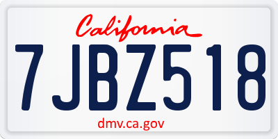 CA license plate 7JBZ518