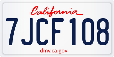 CA license plate 7JCF108