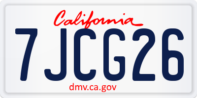 CA license plate 7JCG26