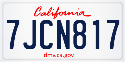 CA license plate 7JCN817