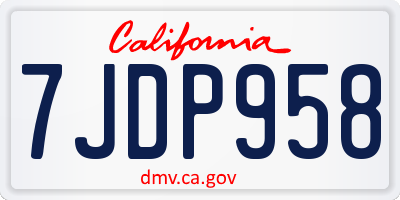 CA license plate 7JDP958