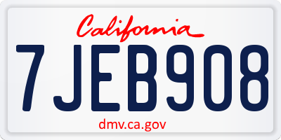 CA license plate 7JEB908