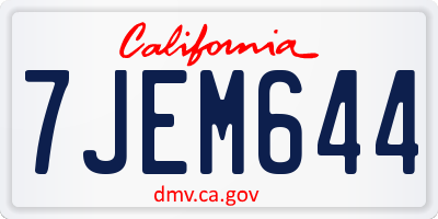 CA license plate 7JEM644
