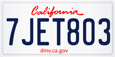 CA license plate 7JET803