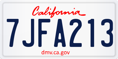 CA license plate 7JFA213