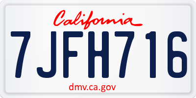 CA license plate 7JFH716