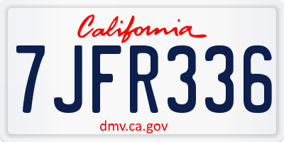 CA license plate 7JFR336