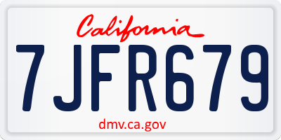 CA license plate 7JFR679