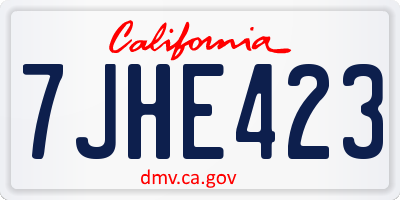 CA license plate 7JHE423