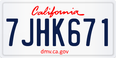 CA license plate 7JHK671