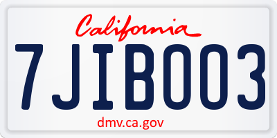 CA license plate 7JIBOO3