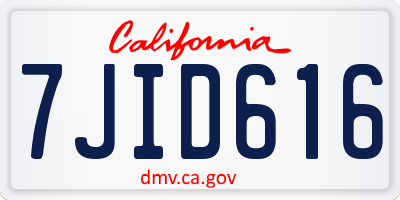 CA license plate 7JID616